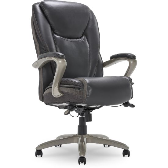 Picture of Serta Smart Layers Hensley Big & Tall Ergonomic Bonded Leather High-Back Chair, Dark Gray/Silver