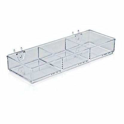 Picture of Azar Displays 3-Compartment Tray For Peg/Slat Displays, Small Size, Clear, Pack Of 2