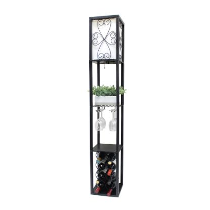 Picture of Simple Designs Floor Lamp Etagere Organizer Storage Shelf And Wine Rack, 62-3/4inH, Black/White