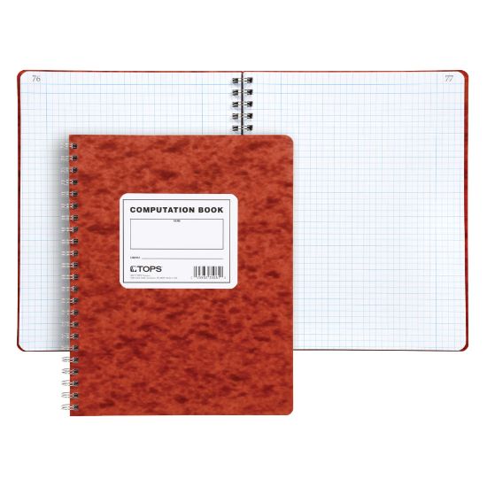 Picture of TOPS Computation Notebook, 9 1/2in x 11 3/4in, Quad Ruled, Ivory Paper, Red Cover, 76 Sheets