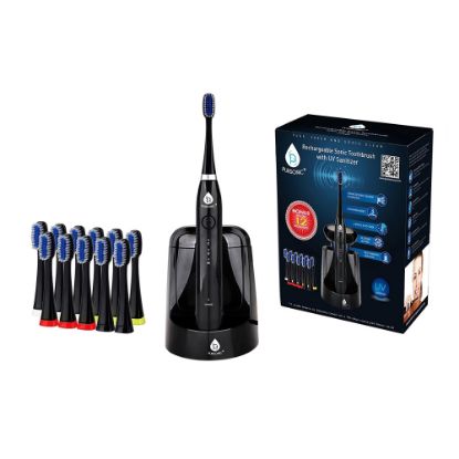 Picture of Pursonic Sonic Toothbrush With UV Sanitizing Function, 9inH x 1-1/2inW x 1-1/2inD, Black