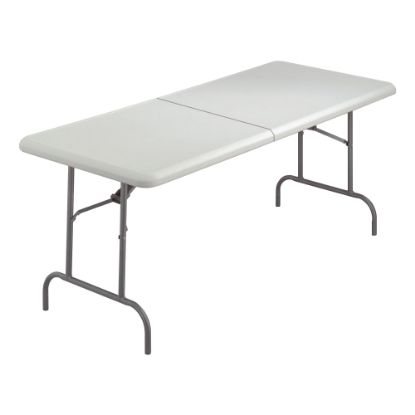 Picture of Iceberg IndestrucTable TOO Bifold Table - Rectangle Top - Adjustable Height - 72in Table Top Length x 30in Table Top Width x 2in Table Top Thickness - 29in Height - Platinum, Powder Coated - Tubular Steel - High-density Polyethylene (HDPE) Top Material