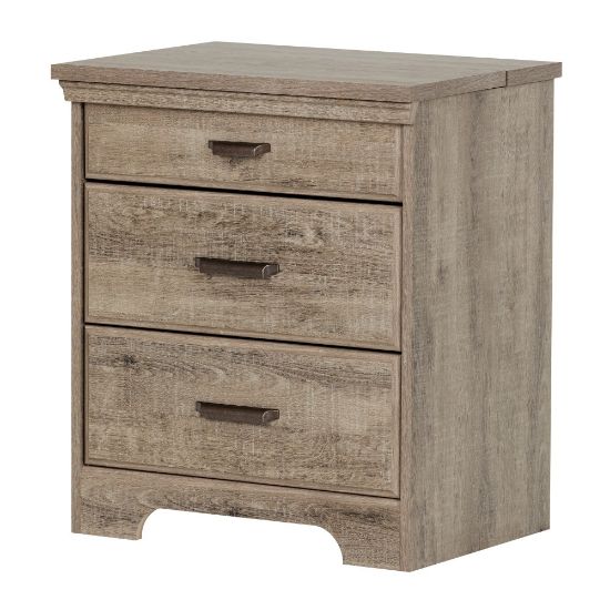 Picture of South Shore Versa Nightstand With Charging Station, 27-3/4inH x 23inW x 17-1/2inD, Weathered Oak