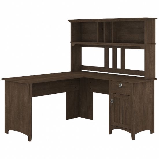 Picture of Bush Furniture Salinas 60inW L-Shaped Desk With Hutch, Ash Brown, Standard Delivery