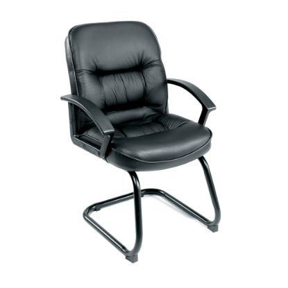 Picture of Boss Office Products Overstuffed LeatherPlus Bonded Leather Guest Chair, Black