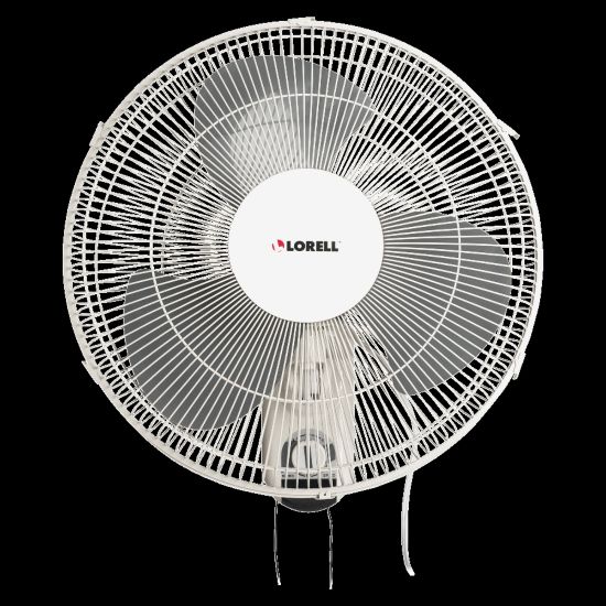 Picture of Lorell 16in 3-Speed Wall Mount Fan With Pull Chain, White