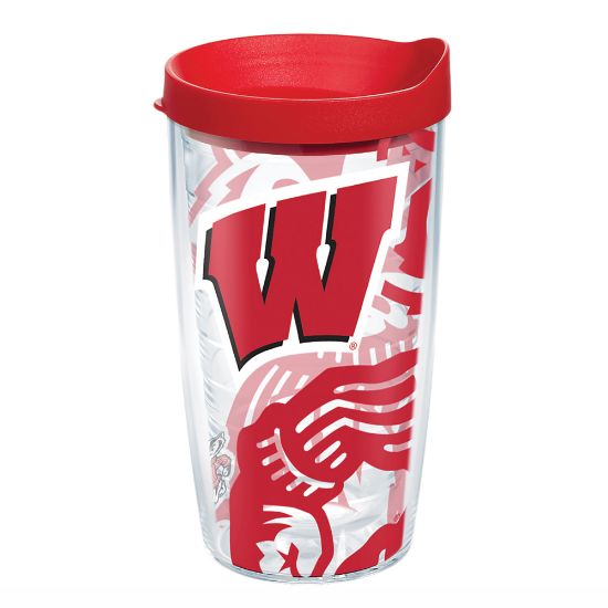 Picture of Tervis Genuine NCAA Tumbler With Lid, Wisconsin Badgers, 16 Oz, Clear