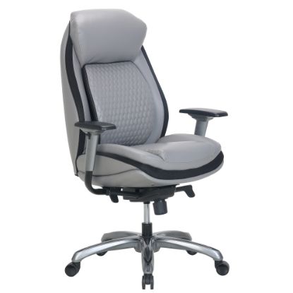 Picture of Shaquille O-Neal Zethus Ergonomic Bonded Leather High-Back Executive Chair, Gray/Silver