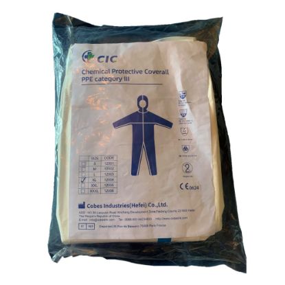 Picture of Medline Micro-Porous Coveralls With Hood, One Size, Off White, Pack Of 50 Coveralls