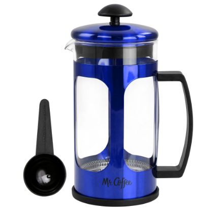 Picture of Mr. Coffee 30 Oz Glass And Stainless-Steel French Coffee Press, Metallic Blue