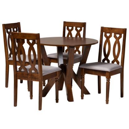 Picture of Baxton Studio Elaine Dining Set, 29-15/16inH x 35-7/16inW x 35-7/16inD, Gray/Walnut