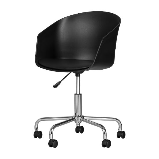 Picture of South Shore Flam Plastic Mid-Back Swivel Chair, Black/Chrome