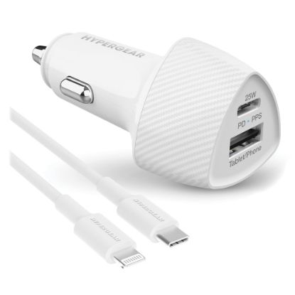 Picture of HyperGear SpeedBoost Dual-Outpost Lightning Car Kit For Apple Devices, White, HPL15623