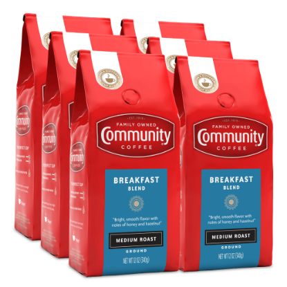 Picture of Community Coffee Arabica Ground Coffee, Breakfast Blend, 12 Oz Per Bag, Carton Of 6 Bags