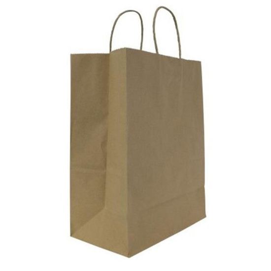 Picture of Karat Kraft Laguna Paper Shopping Bags, 13 3/8in x 5 3/8in x 9 1/2in, Brown, Case Of 250 Bags