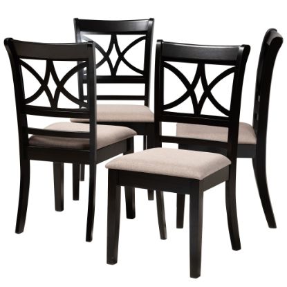 Picture of Baxton Studio Clarke Dining Chairs, Sand/Espresso Brown, Set of 2 Dining Chairs