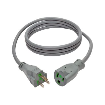 Picture of Eaton Tripp Lite Series Hospital-Grade Extension Cord, NEMA 5-15P to NEMA 5-15R - Green Dot, 13A, 125V, 16 AWG, 6 ft. (1.83 m), Gray - Power extension cable - NEMA 5-15R (R) to NEMA 5-15P (P) - AC 125 V - 13 A - 6 ft - molded - gray