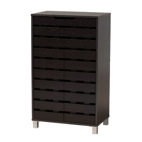 Picture of Baxton Studio Modern And Contemporary 39inH 2-Door Shoe Storage Cabinet, Dark Brown