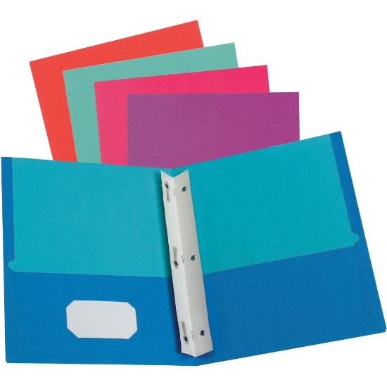 Picture of Oxford Letter Recycled Pocket Folder - 8 1/2in x 11in - 100 Sheet Capacity - 2 Pocket(s) - Assorted - 10% Recycled - 50 / Box