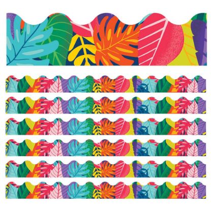 Picture of Carson Dellosa Education Scalloped Border, One World Colorful Leaves, 39ft Per Pack, Set Of 6 Packs