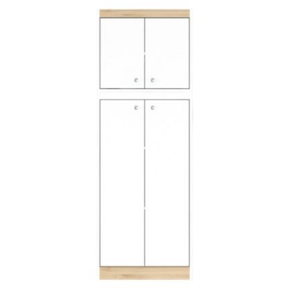 Picture of Inval 67inH Kitchen Storage Cabinet With 4 Doors, White/Vienes Oak