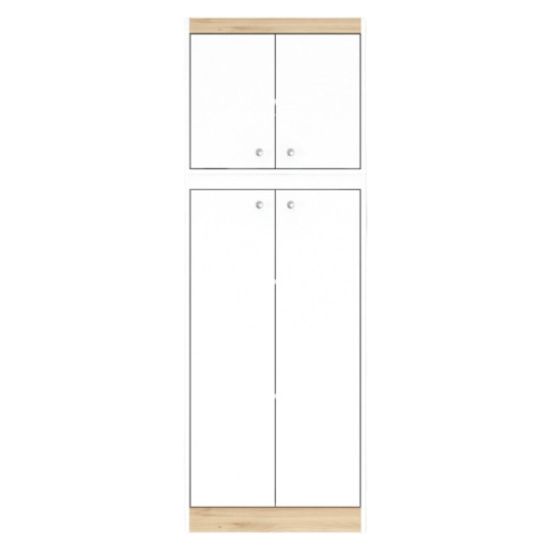 Picture of Inval 67inH Kitchen Storage Cabinet With 4 Doors, White/Vienes Oak