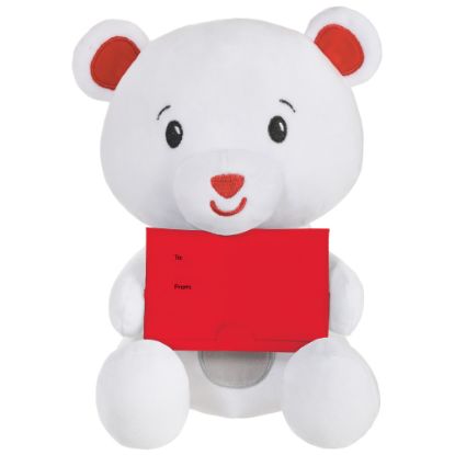 Picture of Amscan Plush Bear Balloon Weights With Gift Card Holders, 8in, White, Pack Of 2 Weights