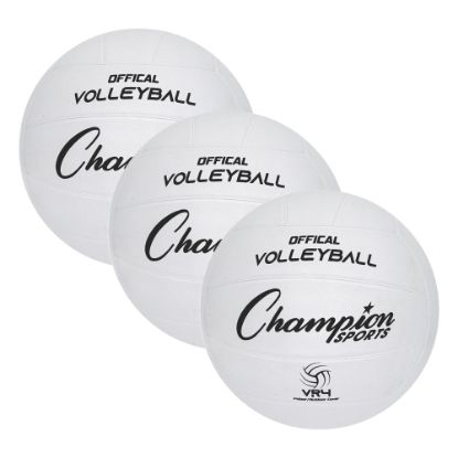 Picture of Champion Sports Rubber Volleyballs, Official Size, White, Pack Of 3 Balls