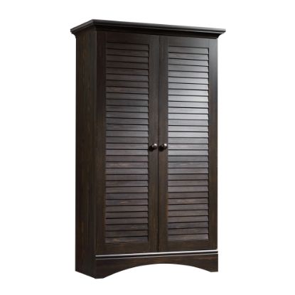 Picture of Sauder Harbor View Storage Cabinet With Louvered Doors, 61inH x 35-5/16inW x 16-3/4inD, Black