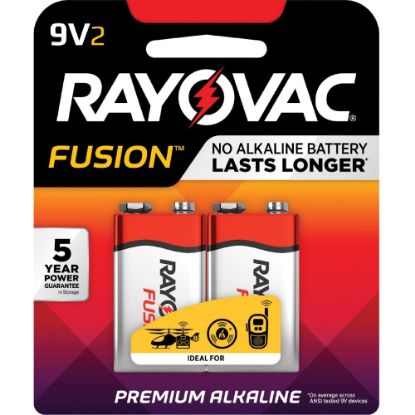 Picture of Rayovac Fusion Alkaline 9V Batteries - For Multipurpose - 9 V DC - 2 / Pack