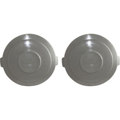 Picture of Genuine Joe Gator 55-Gallon Container Lids, 2-1/2inH x 27-1/4inW x 27-1/4inD, Gray, Carton Of 2 Lids