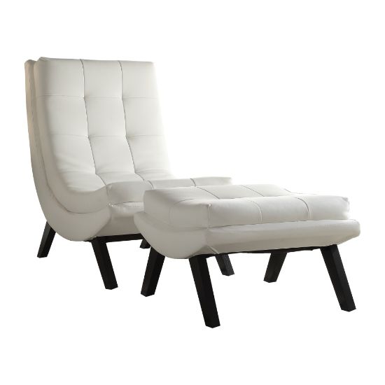 Picture of Ave Six Tustin Lounge Chair And Ottoman Set, White/Black