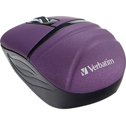 Picture of Verbatim Wireless Mini Travel Mouse, Commuter Series - Purple - Optical - Wireless - Radio Frequency - 2.40 GHz - Purple - 1000 dpi - 3 Button(s)