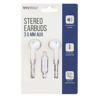 Picture of Vivitar Wired Stereo Earbuds, White, NIL8001