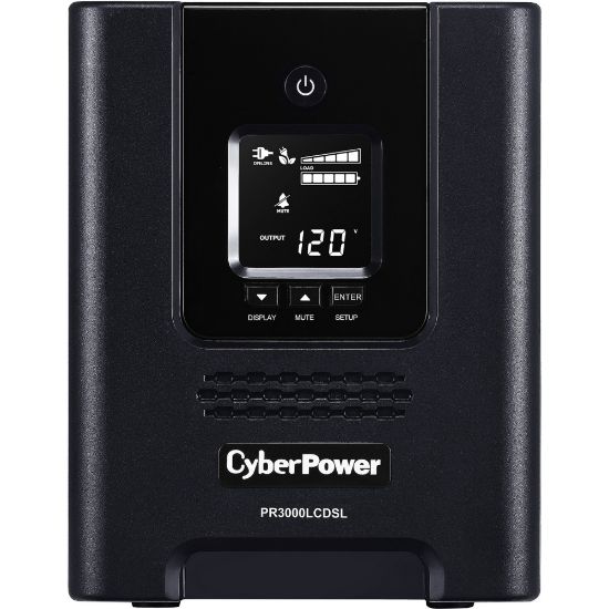 Picture of CyberPower PR3000LCDSL Smart App Sinewave UPS Systems - 3000VA/2700W, 120 VAC, NEMA L5-30P, Mini-Tower, Sine Wave, 7 Outlets, LCD, PowerPanel Business, $375000 CEG, 3YR Warranty