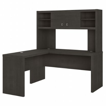 Picture of Bush Business Furniture Echo L-Shaped Desk With Hutch, Charcoal Maple, Standard Delivery