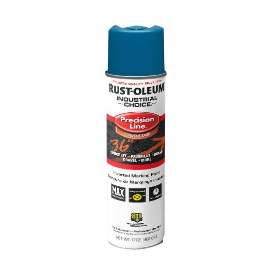 Picture of Rust-Oleum Industrial Choice M1600 System Solvent-Based Precision Line Inverted Marking Paint, 17 Oz, APWA Caution Blue, Case Of 12 Cans