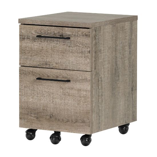 Picture of South Shore Munich 19inD Vertical 2-Drawer Mobile File Cabinet, Weathered Oak