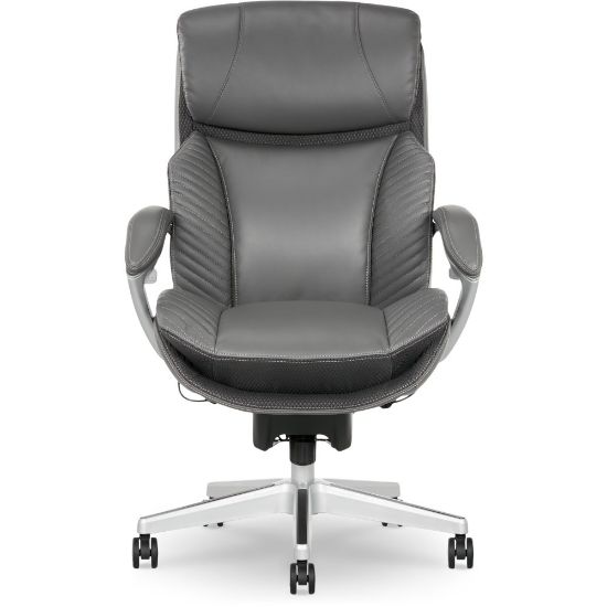 Picture of Serta iComfort i6000 Big & Tall Ergonomic Bonded Leather High-Back Executive Office Chair, Gray/Silver