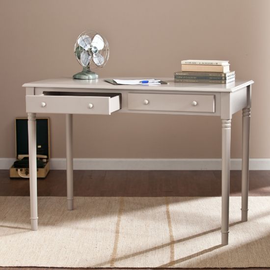 Picture of SEI Furniture Janice 43inW Writing Desk With 2-Drawers, Gray