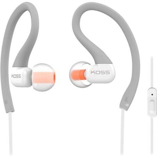 Picture of Koss FitSeries KSC32i Earset - Stereo - Mini-phone (3.5mm) - Wired - 16 Ohm - 15 Hz - 20 kHz - Over-the-ear, Earbud - Binaural - In-ear - 3.94 ft Cable - Gray, Orange