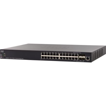 Picture of Cisco SX350X-24 24-Port 10GBase-T Stackable Managed Switch - 24 Ports - Manageable - 10 Gigabit Ethernet - 10GBase-T - 2 Layer Supported - Modular - Twisted Pair, Optical Fiber - Rack-mountable - Lifetime Limited Warranty