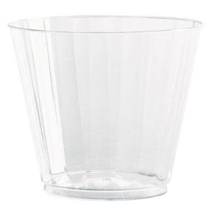 Picture of WNA Classic Crystal Plastic Fluted Tumblers, Squat, 9 Oz, Clear, 12 Tumblers Per Pack, Carton Of 20 Packs