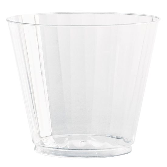 Picture of WNA Classic Crystal Plastic Fluted Tumblers, Squat, 9 Oz, Clear, 12 Tumblers Per Pack, Carton Of 20 Packs