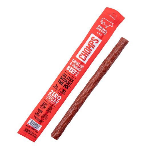 Picture of CHOMPS Beef Snack Sticks, Original Flavor, 1.15 Oz, Pack Of 24 Sticks