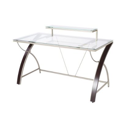 Picture of Realspace Axley 55inW Glass Computer Desk, Cherry/Silver