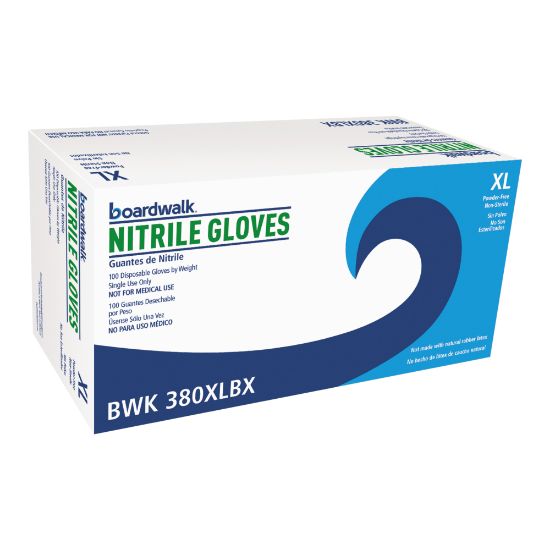 Picture of Boardwalk Disposable General-Purpose Powder-Free Nitrile Gloves, X-Large, Blue, 4mil, Box Of 100 Gloves