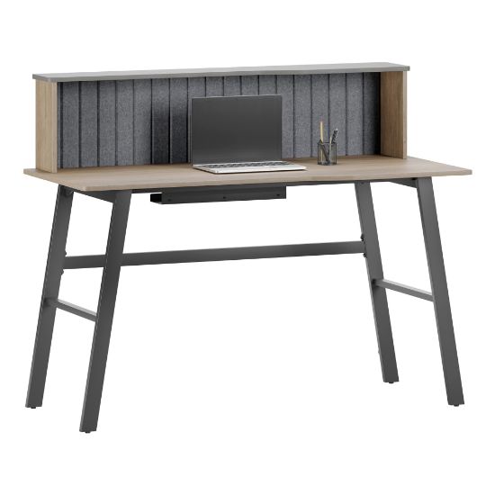 Picture of Realspace Nashira 52inW Computer Desk With Detachable Hutch, Light Oak/Gray