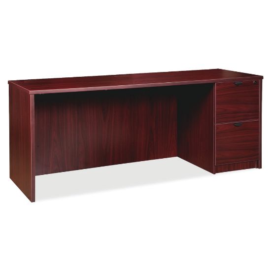 Picture of Lorell Prominence 2.0 66inW Right-Pedestal Credenza Computer Desk, Mahogany