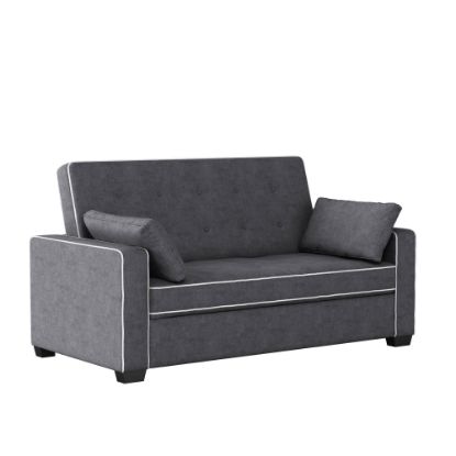 Picture of Lifestyle Solutions Serta Andrew Convertible Sofa, Full Size, 38-3/5inH x 66-1/2inW x 37-3/5inD, Charcoal